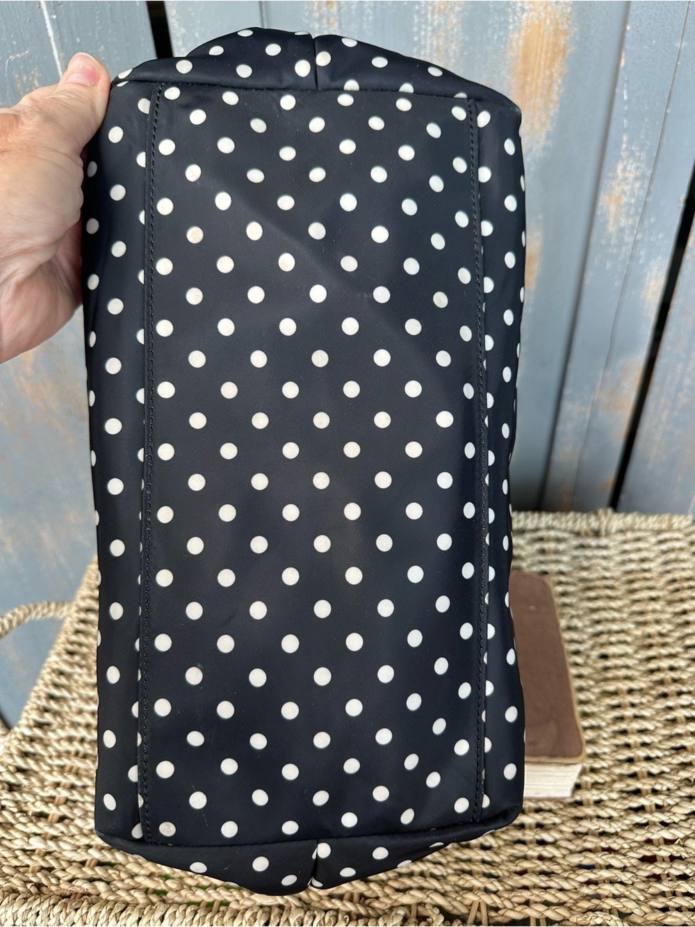 Kate Spade Sophie Polka Dot Nylon Patent Tote Black White - Picture 7 of 16